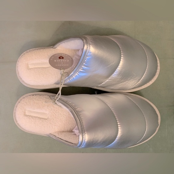 Anthropologie Maeve Puffy Slip On Mules in Silver size 10-11 NWT - Picture 5 of 9
